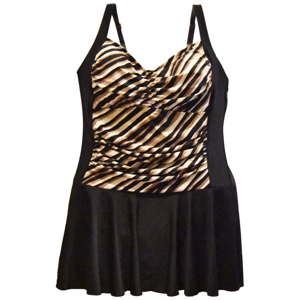 NWT Women's Heat Plus Size Shirred Swimdress Swimsuit 18 20 22 24 W